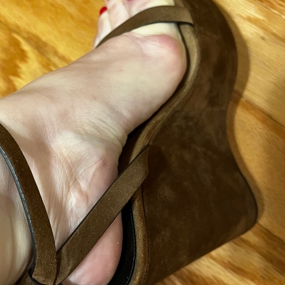 YSL Frida Brown Suede Wedges New - Picture 12 of 12